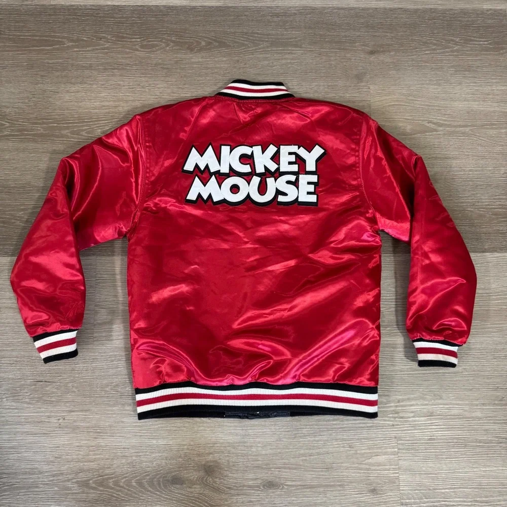 Headgear Classics Mickey Mouse Jacket Youth XL Red Chicago Satin Varsity Bomber